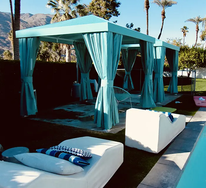 Upland, CA Cabanas with Sunbrella Fabrics & Steel Frames
