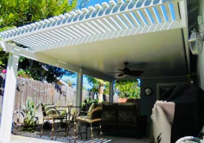 Solid Aluminum Wood Patio Cover and Partial Lattice Aluminum Wood Patio Cover Ontario